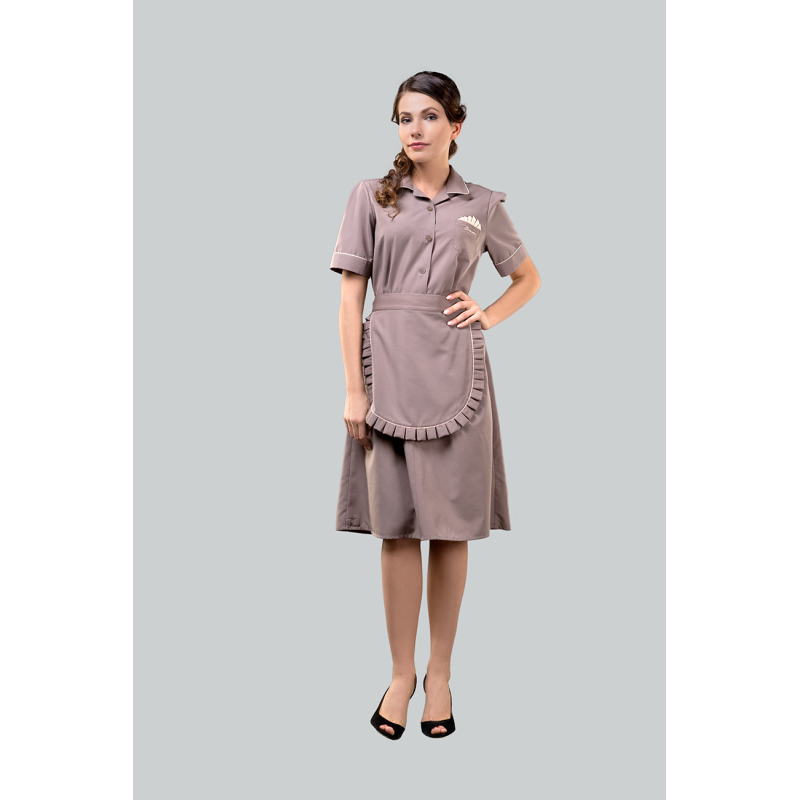 Rochie de lucru cu guler contrastant pentru personal hotelier